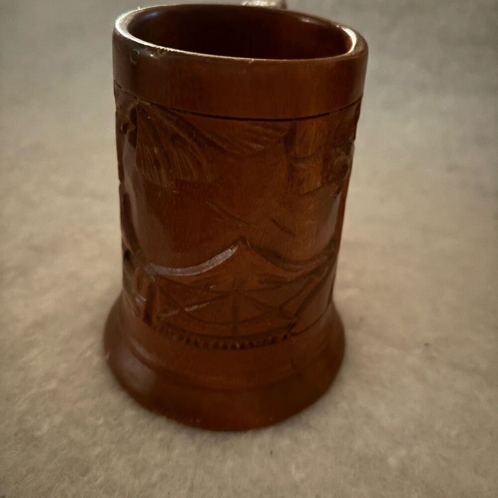 Hand Carved Wooden Tiki Mug